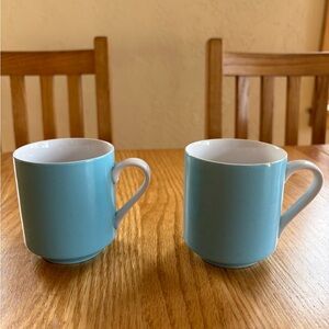MCM style by Mikasa Focus-Shape Aqua Blue Ceramic Coffee Cups
